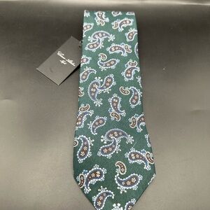 Caesare Attolini Silk Blend Green Paisley Tie